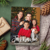 Feliz Navidad Modern Brush Script Family Foto Postkarte