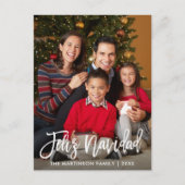 Feliz Navidad Modern Brush Script Family Foto Postkarte (Vorderseite)