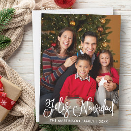 Feliz Navidad Modern Calligraphy Script Foto Feiertagskarte