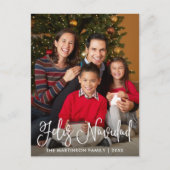 Feliz Navidad Modern Calligraphy Script Foto Postkarte (Vorderseite)