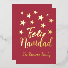 Feliz Navidad Modern Gold Weihnachtsfamilie Folien Feiertagskarte