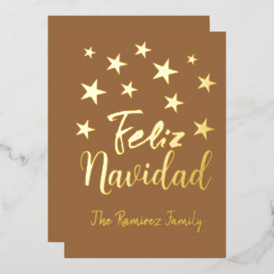 Feliz Navidad Modern Gold Weihnachtsfamilie Folien Feiertagskarte