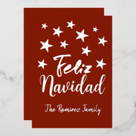 Feliz Navidad Modern Gold Weihnachtsfamilie Folien Feiertagskarte
