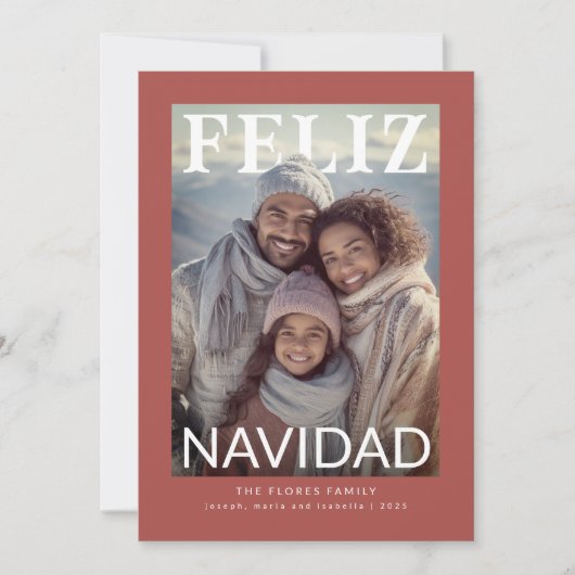Feliz Navidad Modern Snowflake Photo Feiertagskarte (Vorderseite)