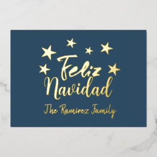 Feliz Navidad Moderne Weihnachtsfamilie Gruß Folien Feiertagskarte