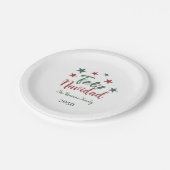 Feliz Navidad Moderne Weihnachtsfamilie Pappteller (Schrägansicht)