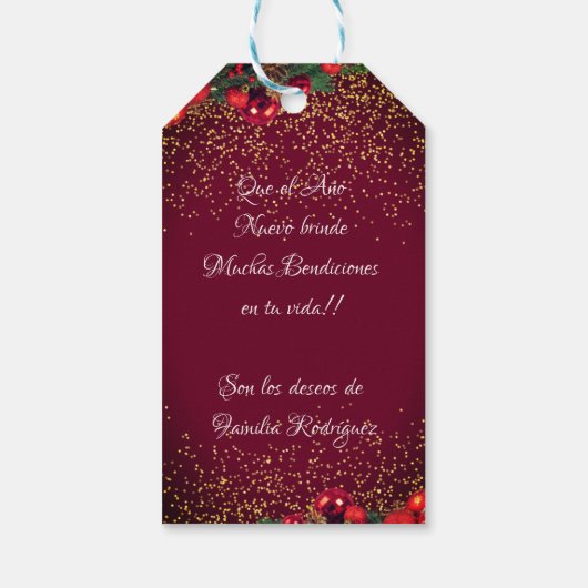 Feliz Navidad Moderner Glitzer Weihnachten Geschenkanhänger (Rückseite)