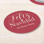 Feliz Navidad Moderner Weihnachten.Familienurlaub Runder Pappuntersetzer (Angewinkelt)