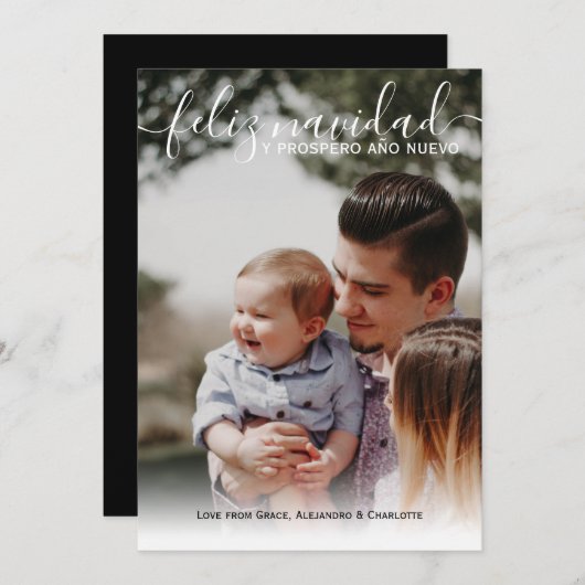 Feliz Navidad Modernes Weihnachts-Foto Einladung (Vorne/Hinten)
