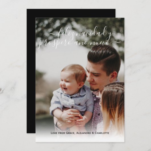 Feliz Navidad Modernes Weihnachts-Foto Einladung (Vorne/Hinten)