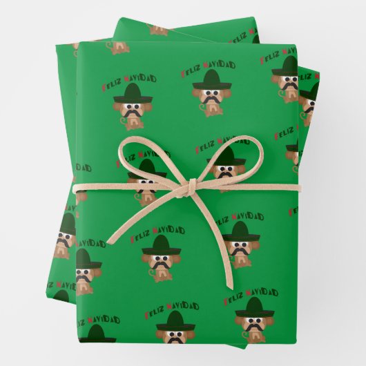 Feliz Navidad Monkey Geschenkpapier Set (Beispiel)