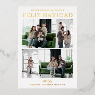 Feliz Navidad Multi Foto Gold Folien Feiertagskarte