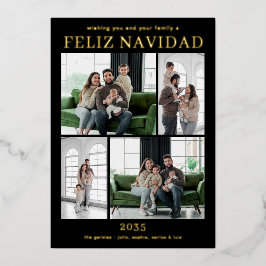 Feliz Navidad Multi Foto Gold Folien Feiertagskarte