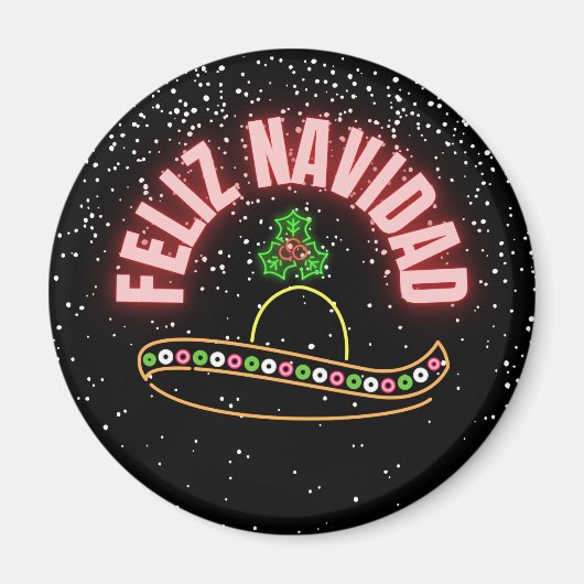 Feliz Navidad Neon Sombrero Holiday Magnet (Vorne)