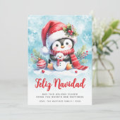 Feliz Navidad Niedlich Penguin Spanien Weihnachten (Stehend Vorderseite)