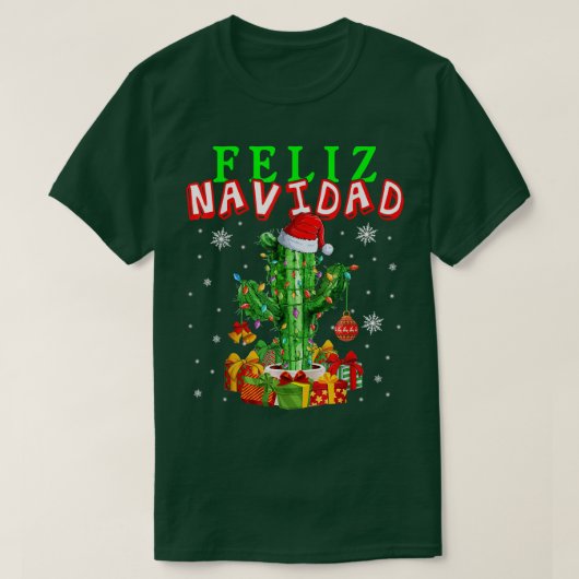 Feliz Navidad Niedliche Weihnachtsbeleuchtung Sant T-Shirt (Design vorne)