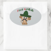 Feliz Navidad! Niedlicher Affe Ovaler Aufkleber (Tasche)