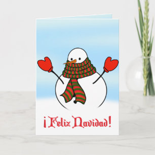 Feliz Navidad - Niedlicher Schneemann mit extra la Feiertagskarte