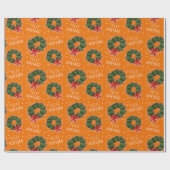 Feliz Navidad Nopal Wreath Wrapping Paper Geschenkpapier (Flach)