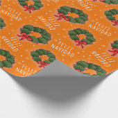 Feliz Navidad Nopal Wreath Wrapping Paper Geschenkpapier (Ecke)