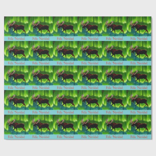 Feliz Navidad - Nordlichtmoose Geschenkpapier (Flach)