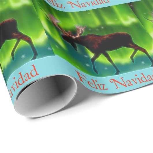 Feliz Navidad - Nordlichtmoose Geschenkpapier (Rolleneckpunkt)