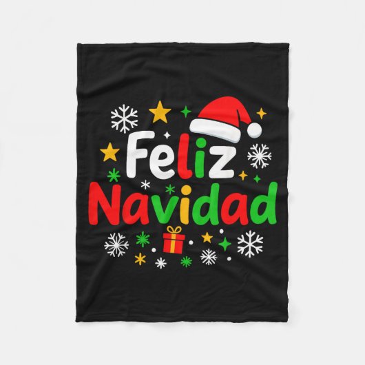 Feliz Navidad Pajamas Shirt, Cute Spanish Mexican Fleecedecke (Vorderseite)