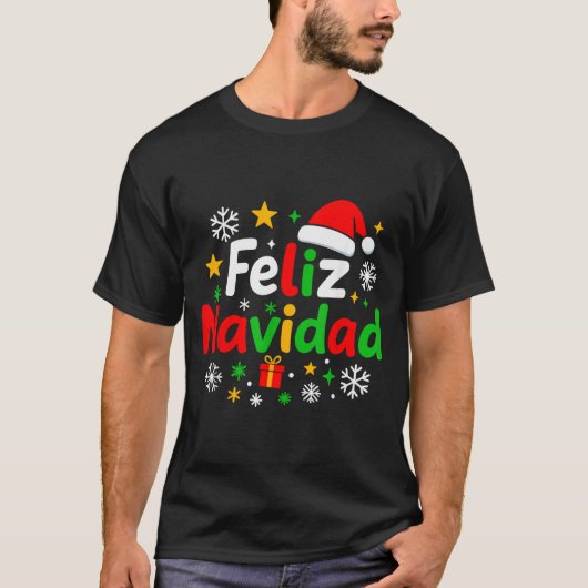 Feliz Navidad Pajamas Shirt, Cute Spanish Mexican  T-Shirt (Vorderseite)
