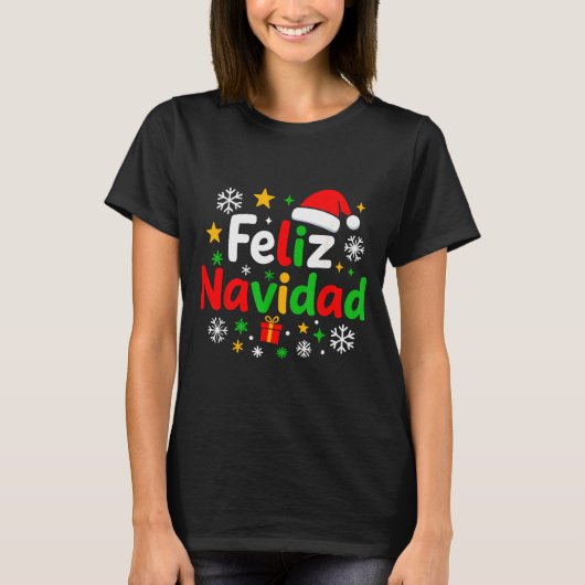 Feliz Navidad Pajamas Shirt, Cute Spanish Mexican T-Shirt (Vorderseite)