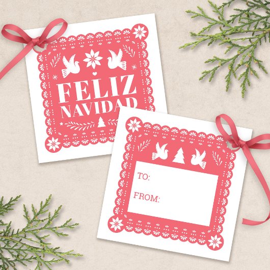 Feliz Navidad Papel Picado Geschenktag Geschenkanhänger