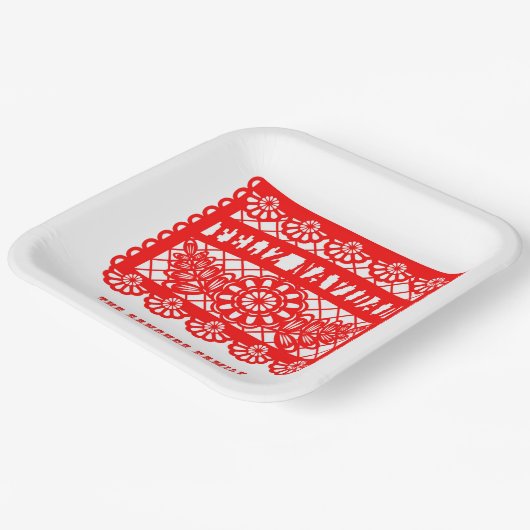 Feliz Navidad Papel Picado Pappteller (Gewinkelt)