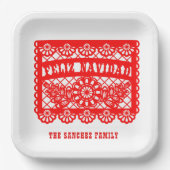 Feliz Navidad Papel Picado Pappteller (Vorderseite)