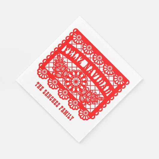 Feliz Navidad Papel Picado Serviette (Ecke)