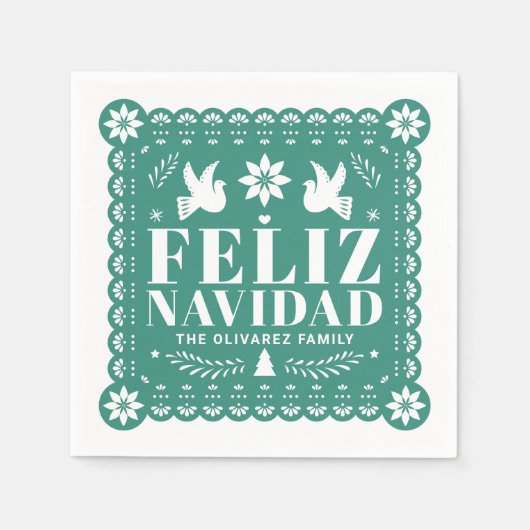 Feliz Navidad Papel Picado Weihnachten Serviette (Vorderseite)