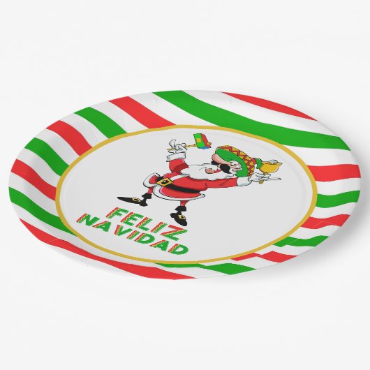 Feliz Navidad Pappteller (Schrägansicht)