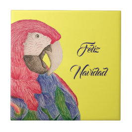 Feliz Navidad Parrot Christmas Macaw Fliese