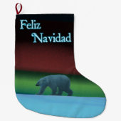 Feliz Navidad - Polarlichter-Polarbär Großer Weihnachtsstrumpf (Vorderseite)