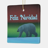 Feliz Navidad - Polarlichter-Polarbär Keramikornament (Links)