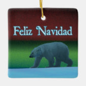 Feliz Navidad - Polarlichter-Polarbär Keramikornament (Vorderseite)