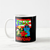 Feliz Navidad Puerto Rico Flag Floral Frog Boricua Kaffeetasse (Links)