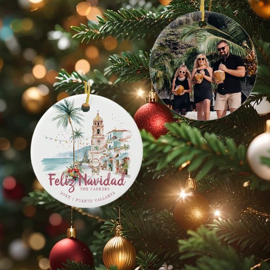 Feliz Navidad Puerto Vallarta Christmas Photo Keramik Ornament