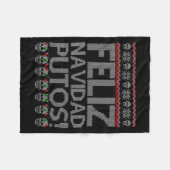 Feliz Navidad Putos Chingon Ugly Xmas Sweater Chri Fleecedecke (Vorderseite (Horizontal))