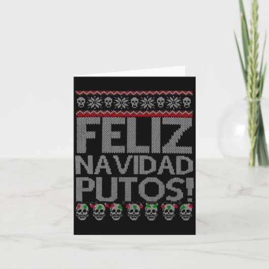 Feliz Navidad Putos Chingon Ugly Xmas Sweater Chri Karte (Vorderseite)
