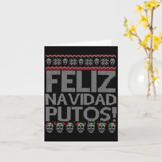 Feliz Navidad Putos Chingon Ugly Xmas Sweater Chri Karte (Gelbe Blume)
