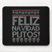 Feliz Navidad Putos Chingon Ugly Xmas Sweater Chri Mousepad (Vorne)