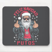 Feliz Navidad Putos Funny Rude Spanish Santa Middl Mousepad (Vorne)