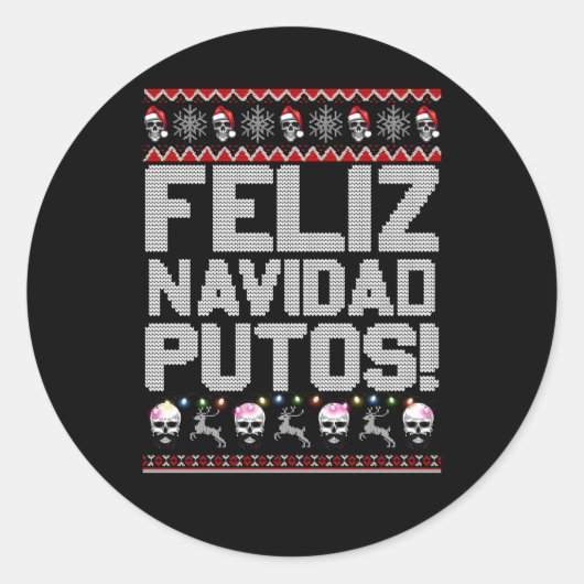 Feliz Navidad Putos Mexican Ugly Py Runder Aufkleber (Vorderseite)