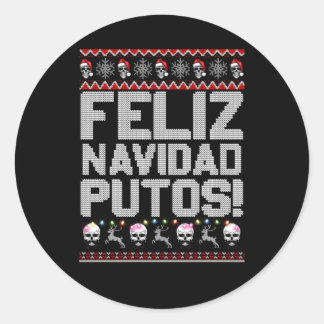 Feliz Navidad Putos Mexican Ugly Py Runder Aufkleber