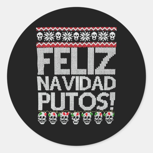 Feliz Navidad Putos Mexican Ugly Py Runder Aufkleber (Vorderseite)