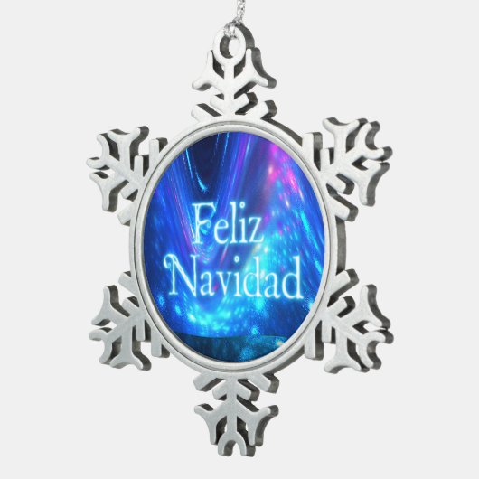 Feliz Navidad - Qaanaq - Nordlichter Schneeflocken Zinn-Ornament (Rechts)